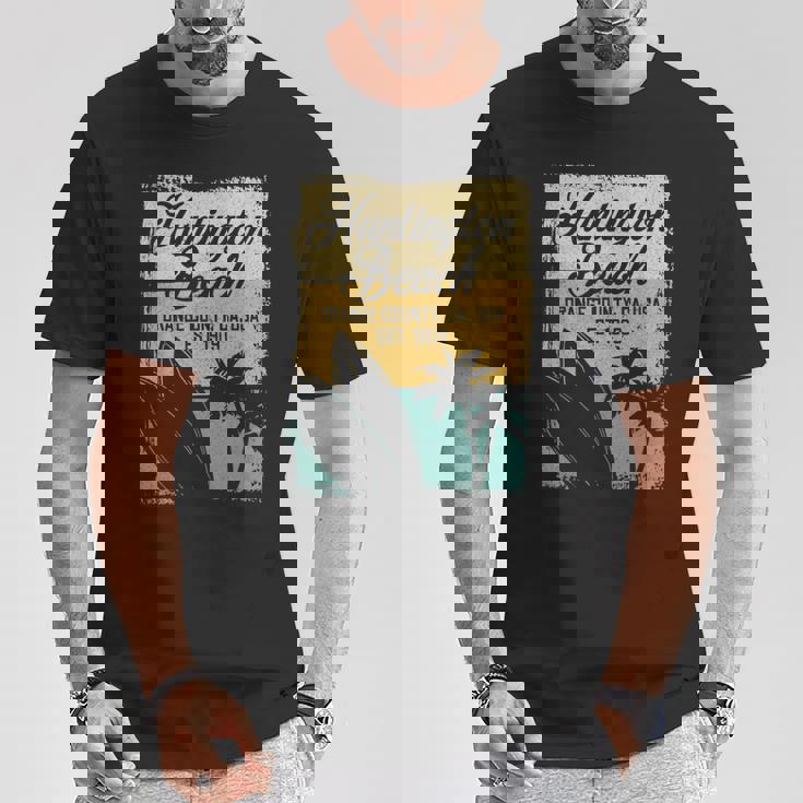 Huntington Beachurf City California アンティーク調サーフィン Tシャツ 面白い贈り物