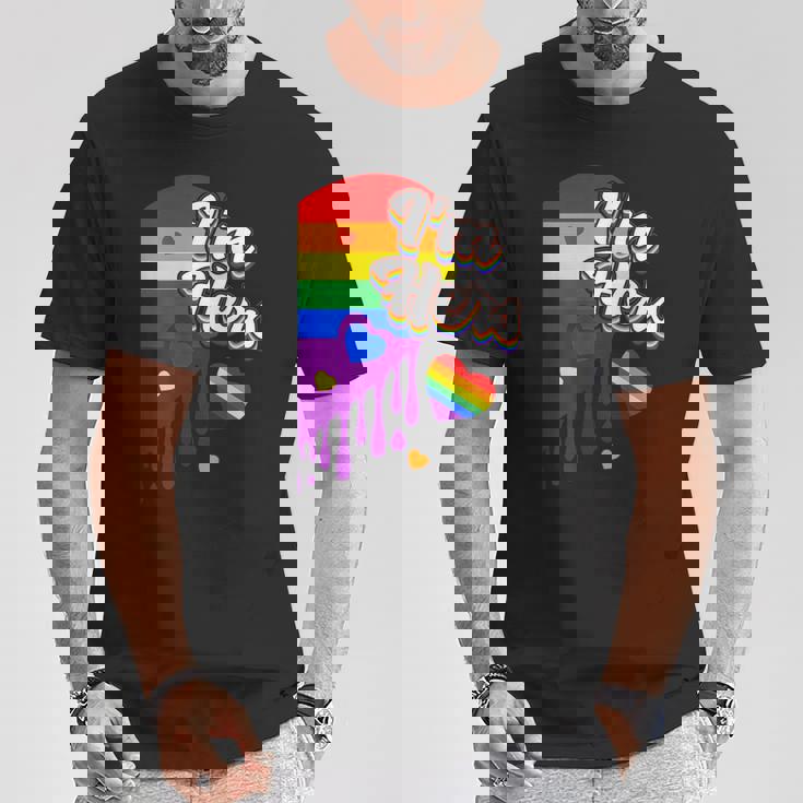 I'm Hers &He's Mine 虹のハート Lgbtq プライド デザイン Tシャツ 面白い贈り物