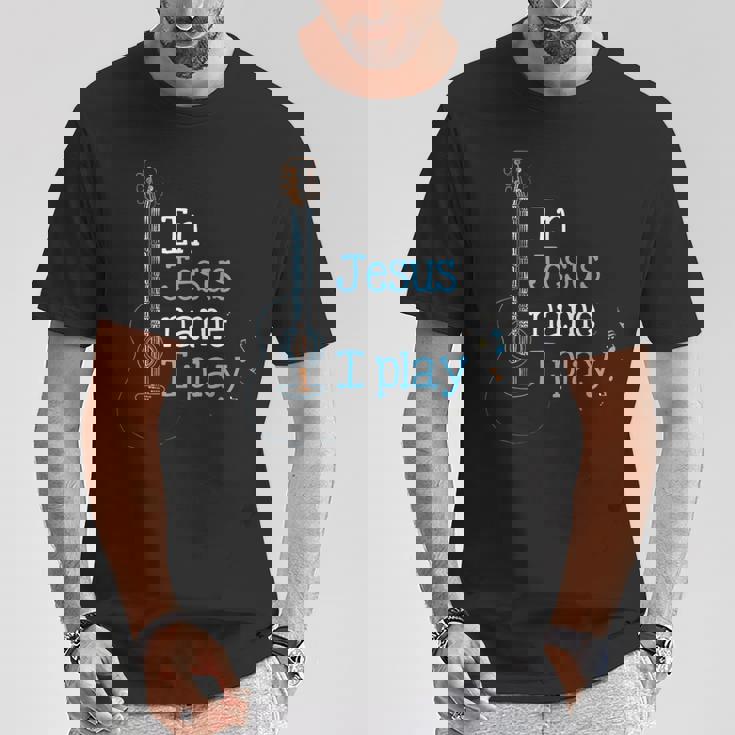 In Jesus ネームi Play ギター クリスチャン ヴィンテージギタープレーヤー Tシャツ 面白い贈り物