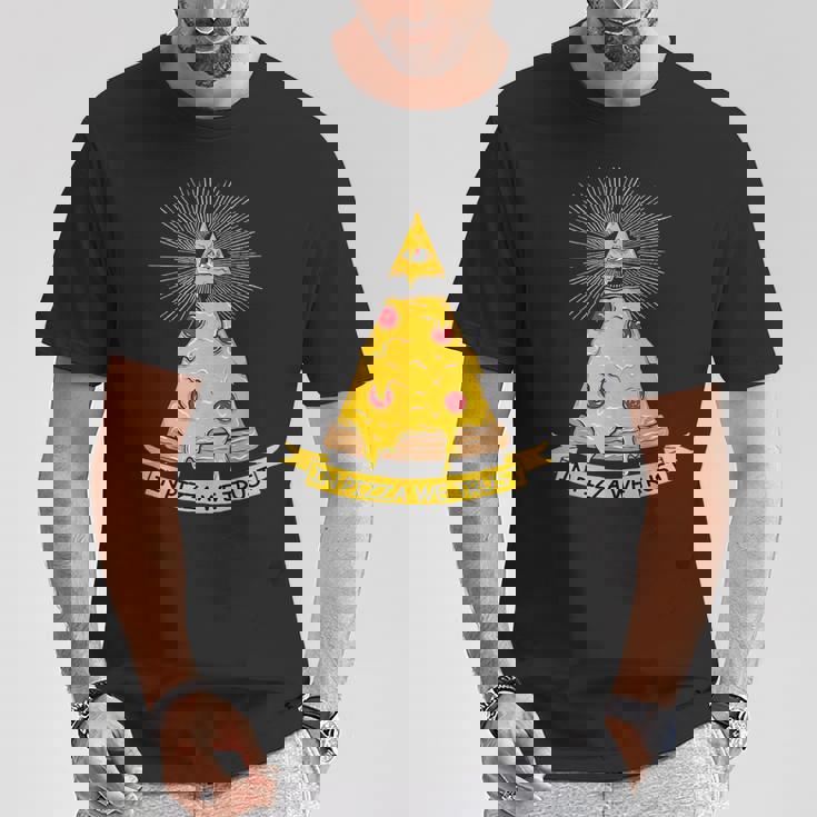 In Pizza We Trust イルミナティピザ Tシャツ 面白い贈り物