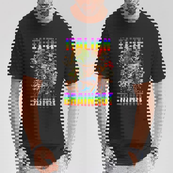 Italian Brainrot All Characters レインボー フラッグ プライド Tシャツ 面白い贈り物