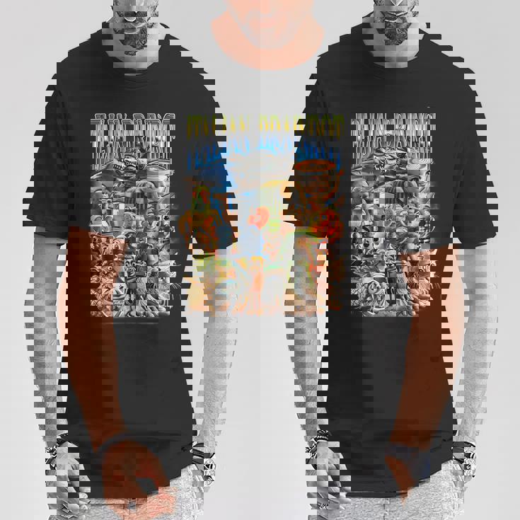 Italian Brainrot 面白いイタリアンブレインロットミームキャラクタ Tシャツ 面白い贈り物