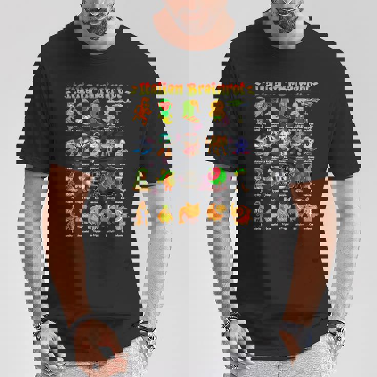 Italian Brainrot 面白いイタリアンブレインロットミームキャラクター Tシャツ 面白い贈り物