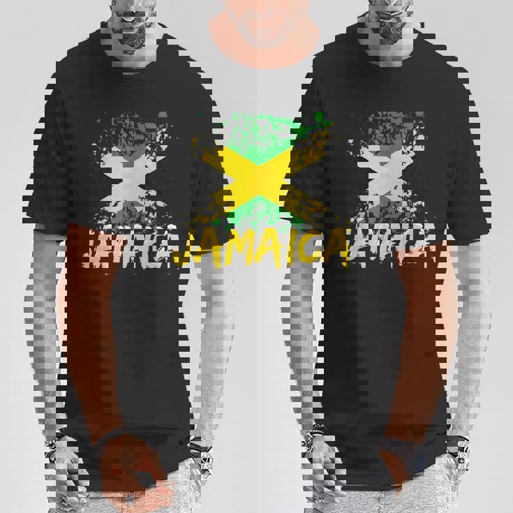 Jamaica Retro Vintage Watercolors Sport Jamaican Flag T-Shirt Personalized Gifts