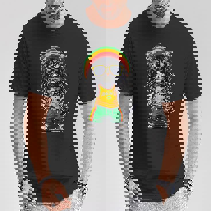 Jameowca クールで面白いジャマイカン ラスタ レゲエ キャット Tシャツ 面白い贈り物