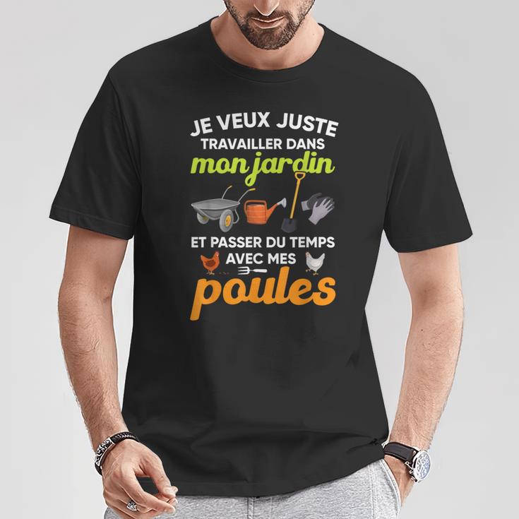 Jardin Et Poules Humour Cadeau Homme Jardin Retraite T-Shirt Cadeaux drôles