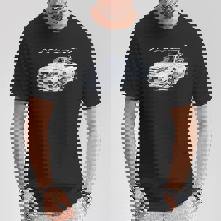 Jdm Car R34-Spec Ii Rb26kyline Mine's-Spec N1 Tシャツ 面白い贈り物
