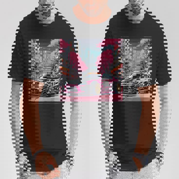 Jdm レトロ 和 ドリフト 車 東京 スカイライン 桜 Tシャツ 面白い贈り物