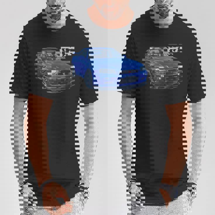 Jdm 車 R34 ベイサイド ブルー-Spec Ii Tシャツ 面白い贈り物