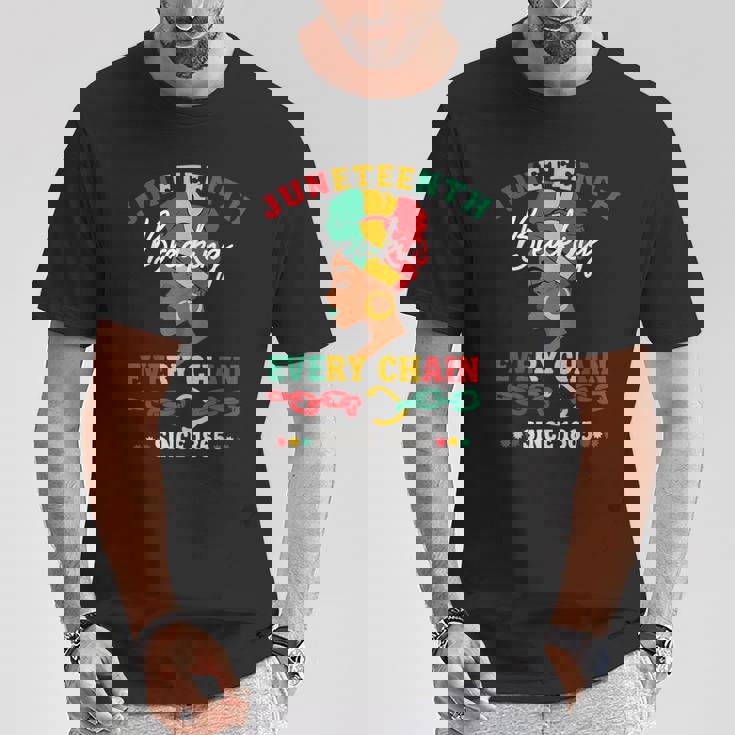 Junenth Breaking Every Chainince 1865 レディース メンズ Tシャツ 面白い贈り物