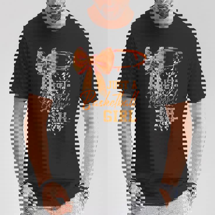 Just A Basketball Girl キュート コケット リボン バスケットボール選手 ガールズ Tシャツ 面白い贈り物