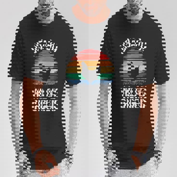 Just A Boy Who Loves Chickens シャツ キッズ 幼児 男の子 チキン Tシャツ 面白い贈り物