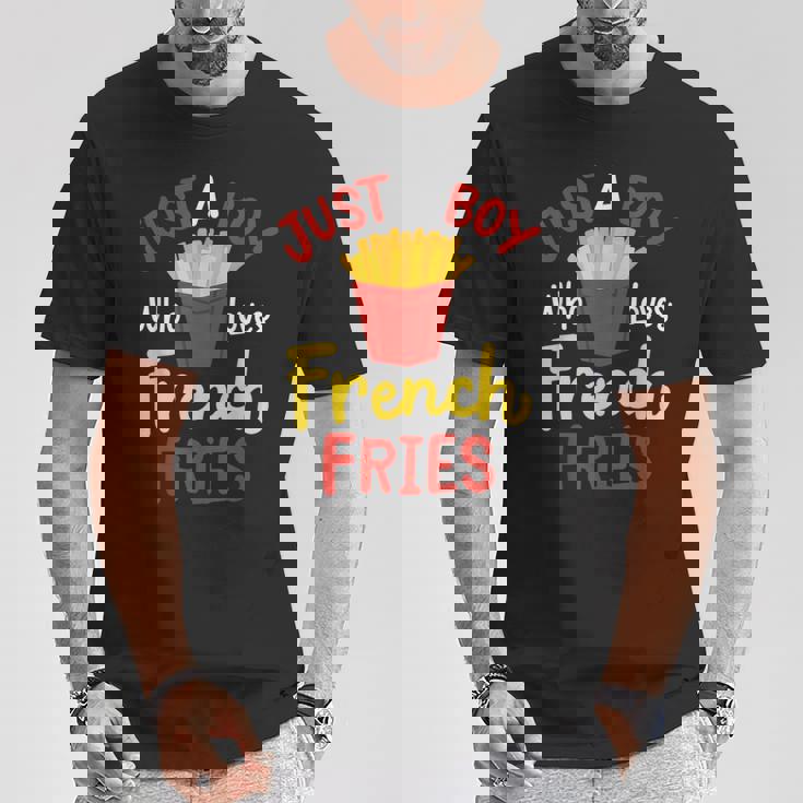 Just A Boy Who Loves French Fries フライドポテト じゃがいも ヴィーガン Tシャツ 面白い贈り物