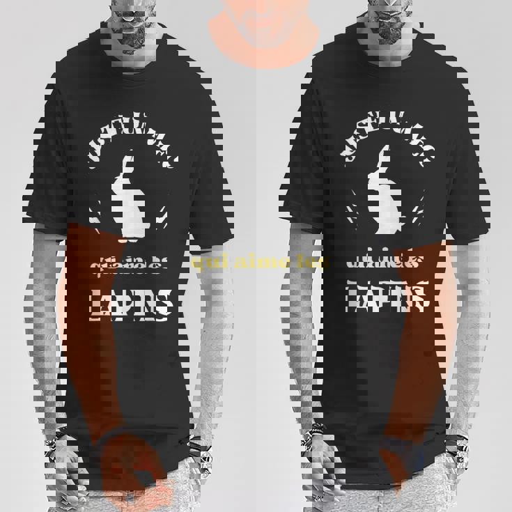 メンズ Just A Dude Who Loves Rabbits ユーモアラビットマン Tシャツ 面白い贈り物