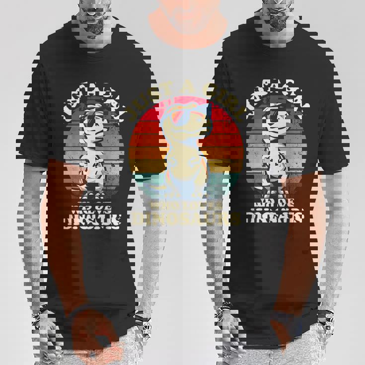 Just A Girl Who Loves Dinosaurs おもしろレトロ恐竜 T-Rex Tシャツ 面白い贈り物