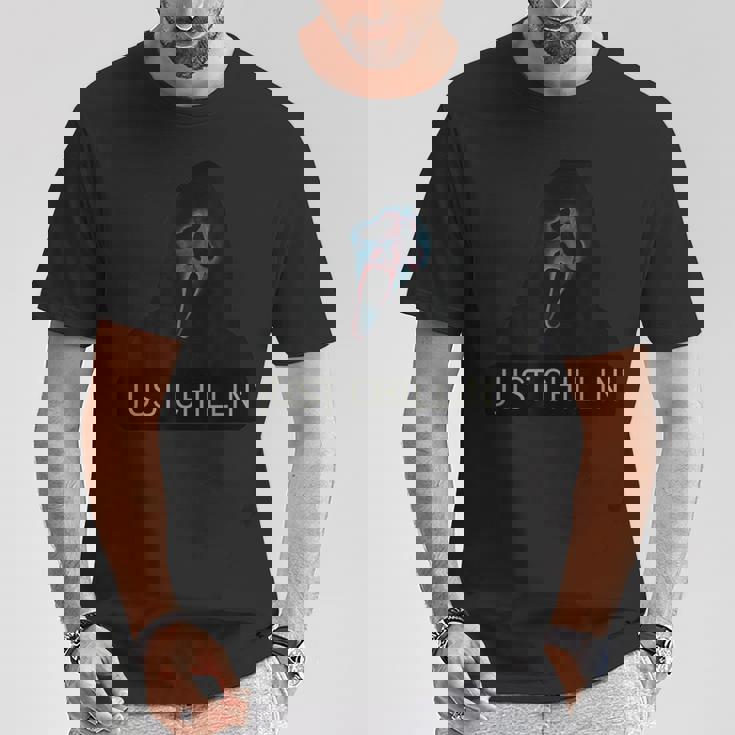 Just Chillin ゴーストフェイス Tシャツ 面白い贈り物