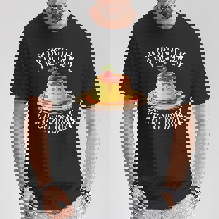 Just Here For Pudding デザイン メンズ レディース デザートプリン Tシャツ 面白い贈り物