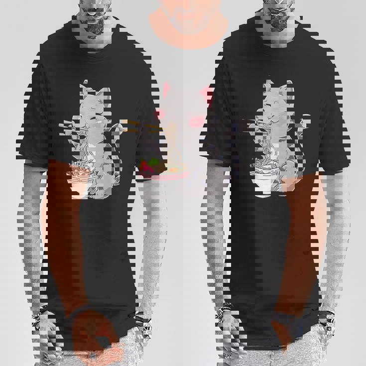 Kawaii Ramen Cat Neko Cute Anime Noodle Lover Tシャツ 面白い贈り物