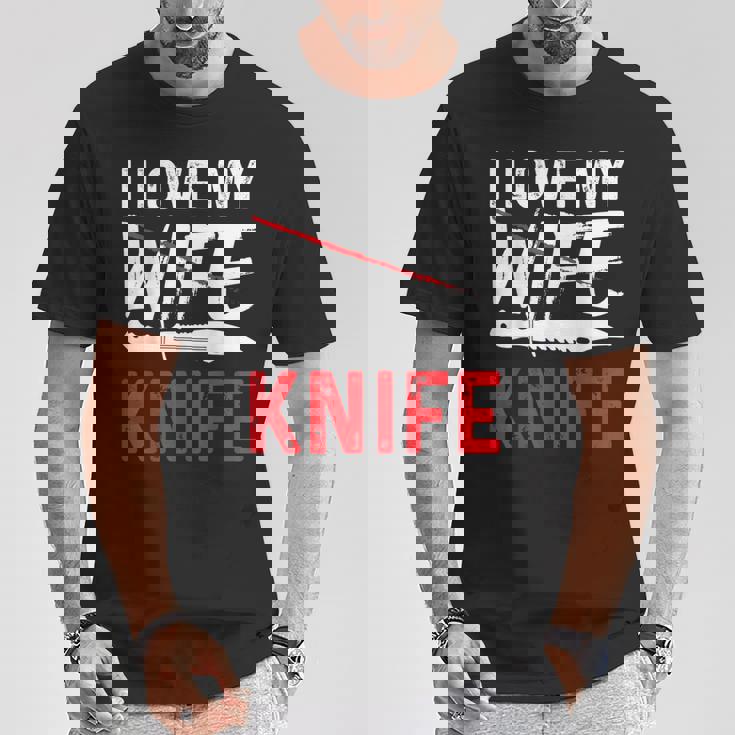 メンズ Knife Collector I Love My Wife ナイフ Tシャツ 面白い贈り物