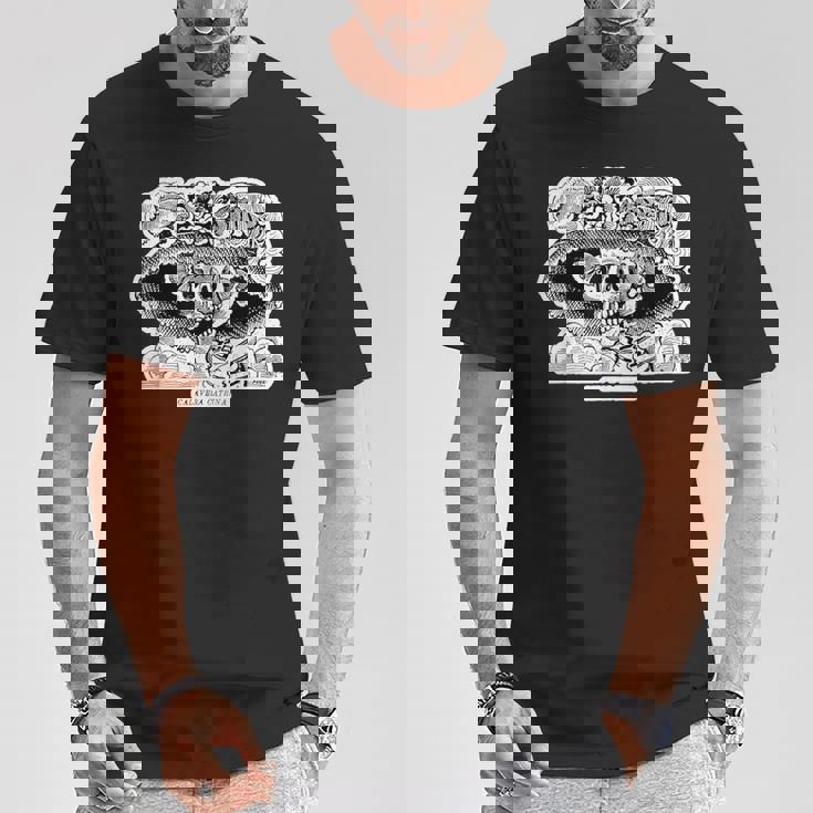 La Calavera カトリーナ ホセ・グアダルーペ・ポサダ作 Tシャツ 面白い贈り物