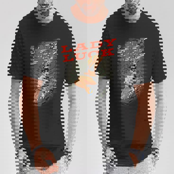 Lady Luckuper Nice Bomber ノーズアートtシャツ Tシャツ 面白い贈り物