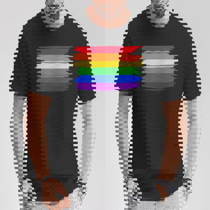 Lgbt ハートにレインボーフラッグ Tシャツ 面白い贈り物