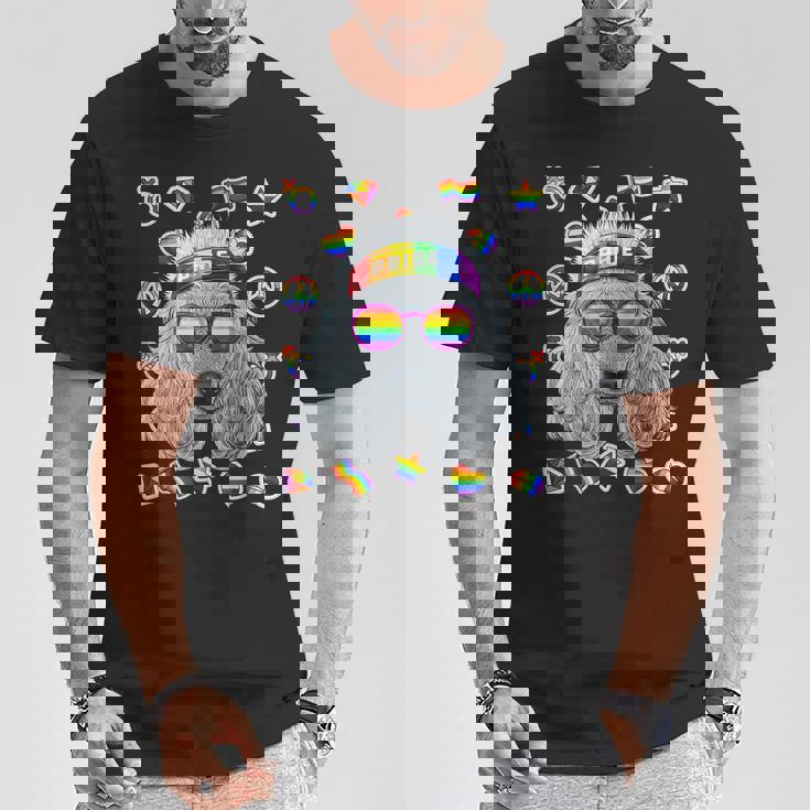 Lgbt プードル ゲイプライド 月 犬 レインボー レズビアン Tシャツ 面白い贈り物