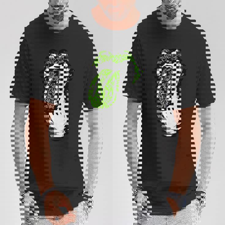 Lickmoke ウィードリーフパターン マリファナ420 大麻ポットギフト Tシャツ 面白い贈り物