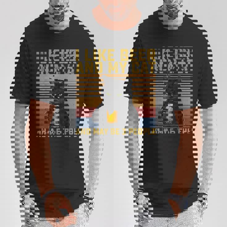 I Like Beer My Cat And Maybe 3人 猫好き ギフト Tシャツ 面白い贈り物