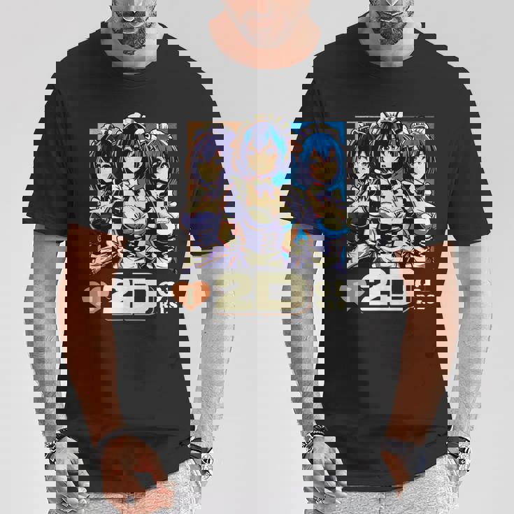 I Love 2D Girls ファニーメイド アニメ マンガ Manwha Waifu Otaku Tシャツ 面白い贈り物