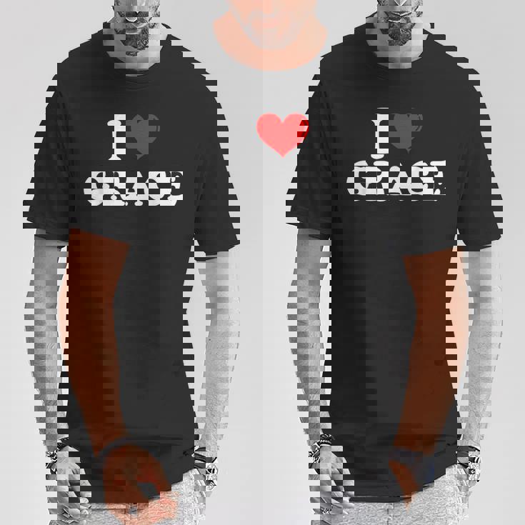 I Love Grace I Heart Grace ファーストネーム グレース ジョーク 面白い Tシャツ 面白い贈り物