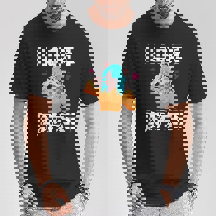 I Love Japan Kawaii Anime Girl Neko Cat Girl Otaku Weeb Tシャツ 面白い贈り物