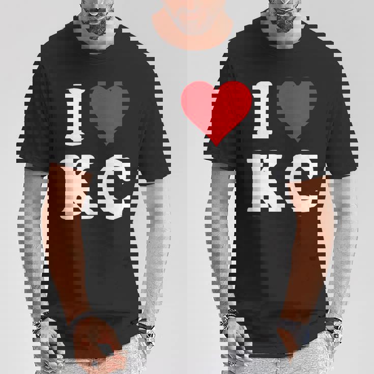 I Love Kc Initials I Heart KC First Last Name K C Tシャツ 面白い贈り物