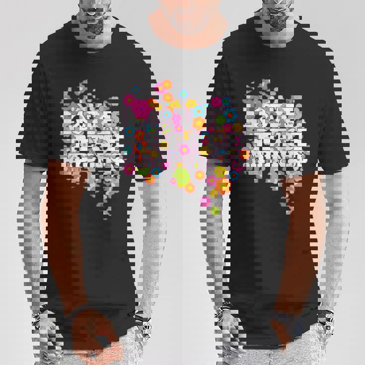 Love Peace Happiness 60年代70年代ヒッピーフラワーパワー Tシャツ 面白い贈り物