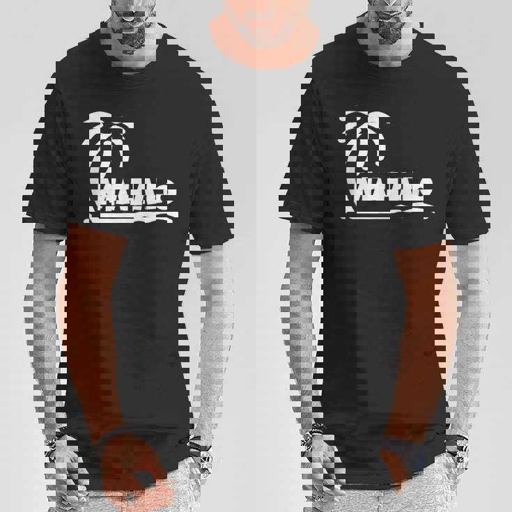 Mahalo サンクス ハワイ ヤシの木 ビーチ ホリデーギフト サンサーフ Tシャツ 面白い贈り物