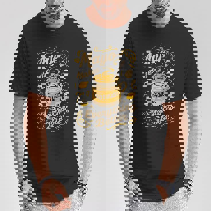 Mayo Makes Everything Better マヨネーズ Tシャツ 面白い贈り物