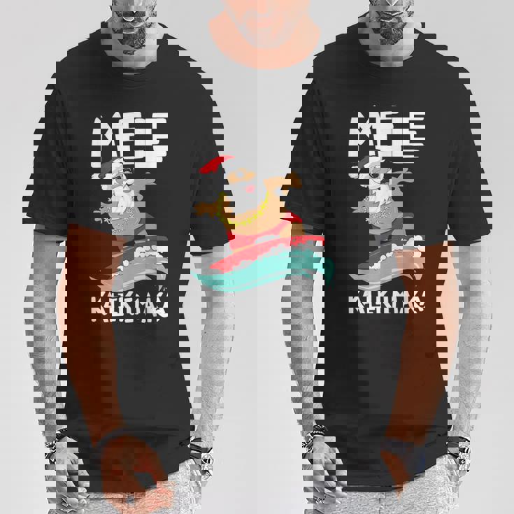 Mele Kalikimaka ハワイアン クリスマス ハワイ サーフィン サンタ Tシャツ 面白い贈り物