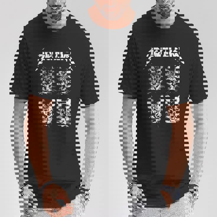 Meowtallica ブラック ホワイト 面白い パロディバンド 猫 子猫 恋人 Tシャツ 面白い贈り物