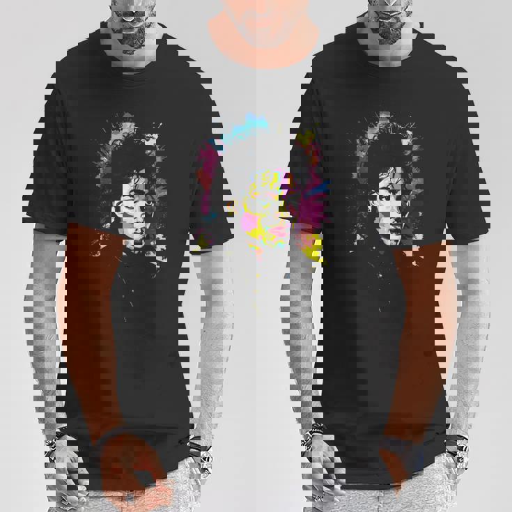 Mj Bad World 白黒スプラッター Tシャツ 面白い贈り物