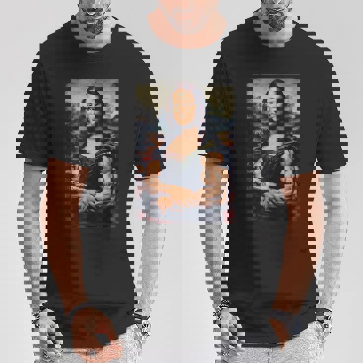 Mona Lisa 上腕二頭筋 ボディービル ジム ワークアウト 面白い モナリザ Tシャツ 面白い贈り物