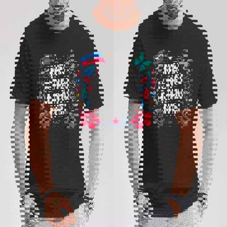 Mwen Renmen Manman Mwen ハイチ国旗 I Love My Mother Tシャツ 面白い贈り物