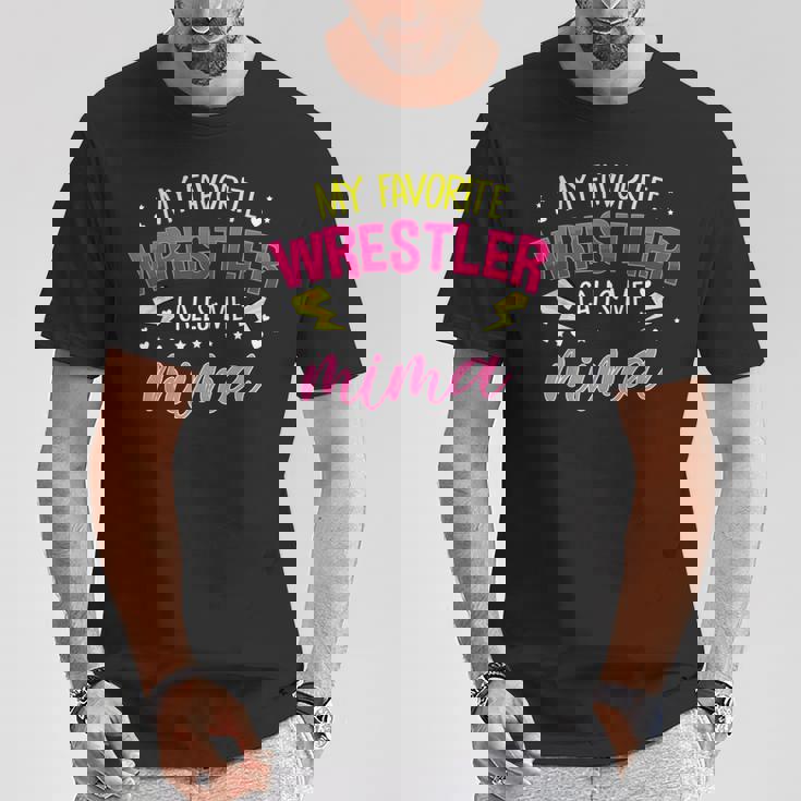 My Favorite Wrestler Calls Me Mima マッチングファミリーパーティー Tシャツ 面白い贈り物