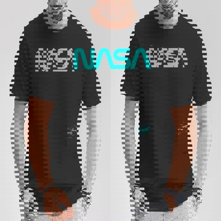 Nasaワームと記章のロゴ Tシャツ 面白い贈り物