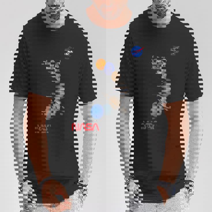 Nasa太陽系惑星ワーム記章ロゴ Tシャツ 面白い贈り物