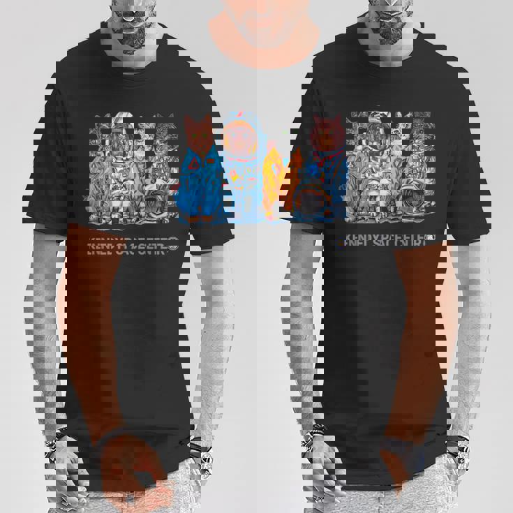 Nasa宇宙飛行士宇宙-猫の飛行服は両側で涼しい Tシャツ 面白い贈り物