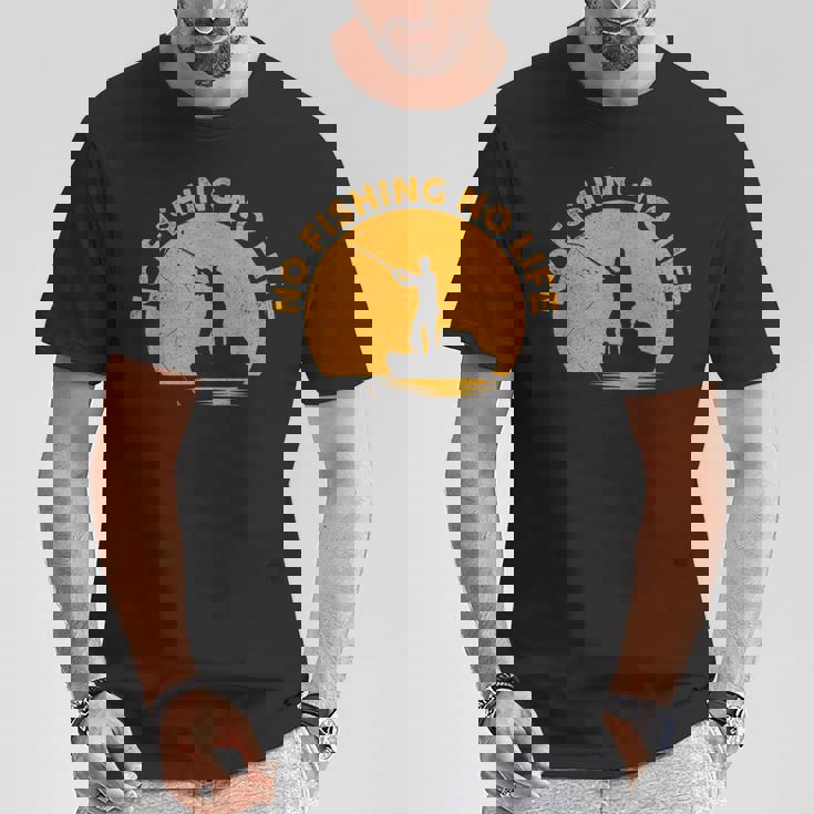 No Fishing No Life 釣り フィッシング ロゴ プリント Tシャツ 面白い贈り物