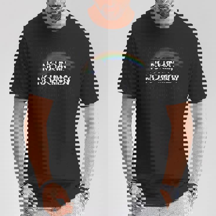 No Rain No Rainbow Tシャツ 面白い贈り物