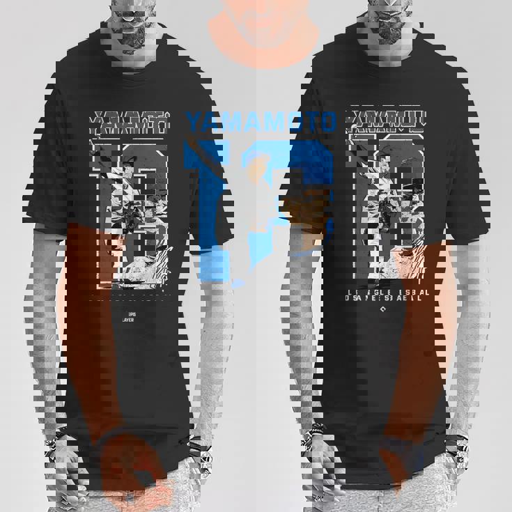 Number And Portrait Yoshinobu Yamamoto Los Angeles Mlbpa Tシャツ 面白い贈り物