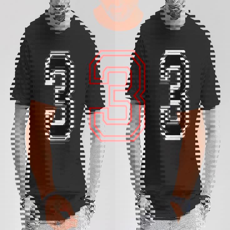Number Numero Nummer 3 Three 3番 Tシャツ 面白い贈り物