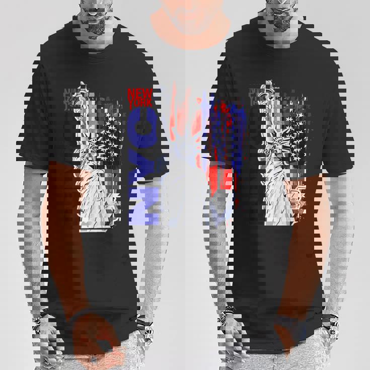Nyc ニューヨーク市自由の女神 アメリカ国旗 Tシャツ 面白い贈り物
